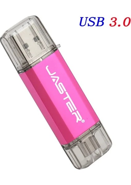 Pembe 64GB Jaster 2'si 1 Arada USB Flash Sürücü Yüksek Hızlı Tip-C 3.0 4gb 8gb 16GB 32GB 64GB 128GB Ücretsiz Özel Logo Iş Hediyesi Memory Stick (Yurt Dışından)