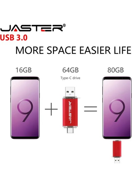 Pembe 64GB Jaster 2'si 1 Arada USB Flash Sürücü Yüksek Hızlı Tip-C 3.0 4gb 8gb 16GB 32GB 64GB 128GB Ücretsiz Özel Logo Iş Hediyesi Memory Stick (Yurt Dışından) indirimleri