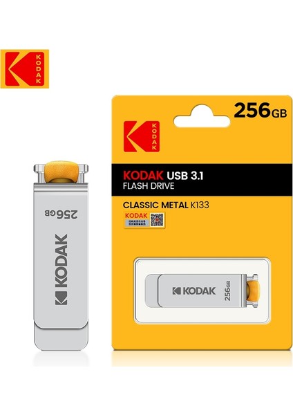 256 GB Orijinal Kodak Dönen USB 3.0 Flash Sürücü 64 GB 128 GB 256 GB Metal Kalem Sürücü K133 Memory Stick Unidad Flash USB 3.1 Pendrive (Yurt Dışından)