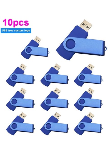 Mavi USB 2.0 16GB x 10 Adet 10 Adet/grup USB Sopa Mini Kalem Sürücü USB Flash Sürücüler 128 GB Pendrive 64GB 32GB 16GB Metal Disk Cle USB Ücretsiz Özel Logo (Yurt Dışından)