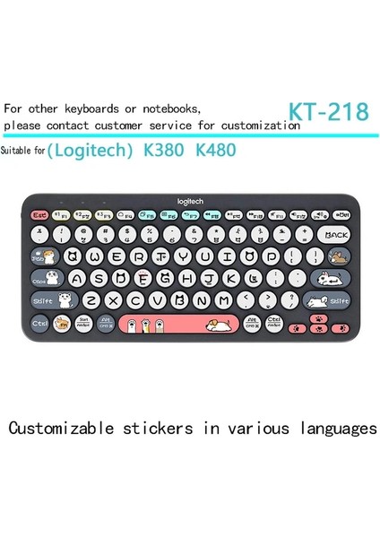 KT-218 Klavye Çıkartmalar Logitech K480 K380 Kablosuz Bluetooth Klavye Düğmesi Çıkartmalar Karikatür Anime Kişilik Yaratıcılık Sevimli (Yurt Dışından)