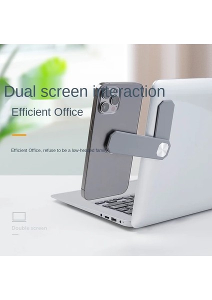 Eşkenar Dörtgen Açık Gri Dizüstü Bilgisayar Ekran Desteği Tutucu Çift Monitör Ekran Klipsi Ayarlanabilir Telefon Standı Dizüstü Bilgisayar Yan Montaj Bağlantı Tablet Braketi (Yurt Dışından)