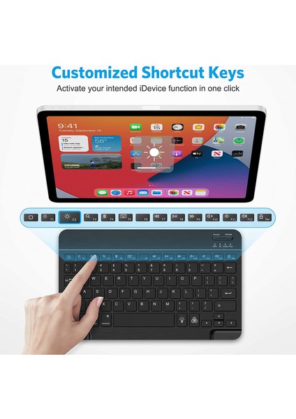 Tablet iPad Için Siyah Ingilizce Klavye Kablosuz Bluetooth Fare Klavye iPad 10.2 Pro 11 12.9 Hava 10.5 9.7 Mini iPhone Için Arkadan Aydınlatmalı Klavye (Yurt Dışından)