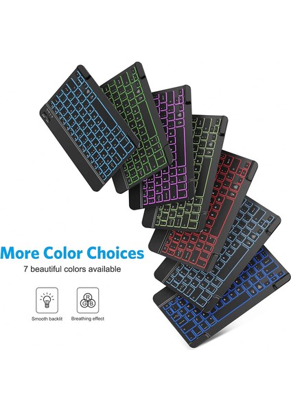 Tablet iPad Için Siyah Ingilizce Klavye Kablosuz Bluetooth Fare Klavye iPad 10.2 Pro 11 12.9 Hava 10.5 9.7 Mini iPhone Için Arkadan Aydınlatmalı Klavye (Yurt Dışından)