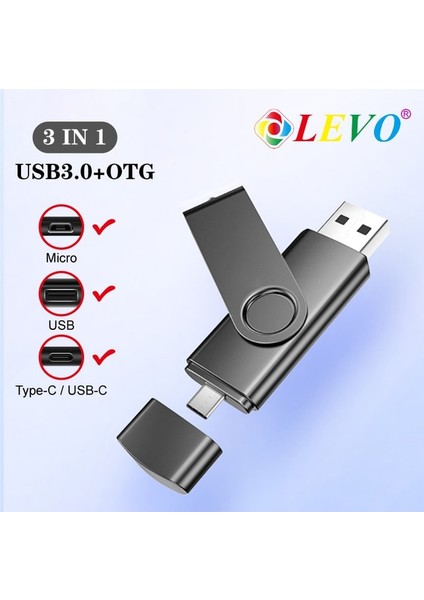 Siyah 128 GB Tip C USB Flash Sürücü Otg Cle USB 3.0 Sopa 64 GB Otg Kalem Sürücü 8 GB 16 GB 32 GB 128 GB Depolama Aygıtları Akıllı Telefon Için Fotoğraf Çubuğu (Yurt Dışından)