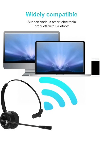 Mikrofonlu Bluetooth Kulaklık Kompakt Kablosuz Kulaklık 250MAH Gürültü Önleyici Kulaklık Dizüstü Bilgisayar Için Çevrimiçi Sınıf Ofis Seyahati Ev (Yurt Dışından)