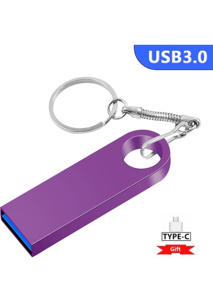Mor 64GB Yüksek Hızlı Memoria Flash Sürücü 3.0 Pendrive 128GB 64GB Su Geçirmez Kalem Sürücü 16GB 8gb Flash USB 2.0 Metal Çubuk Anahtar Özel Logo (Yurt Dışından)