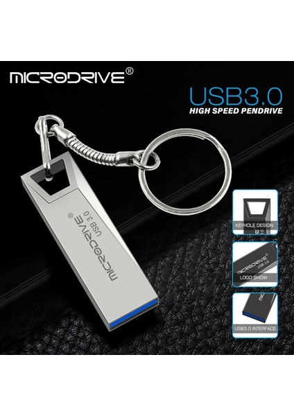 Gümüş 128GB Metal Usb3.0 Flash Sürücü 16GB 8gb Memory Stick Kalem Sürücü 32GB 64GB 128GB Su Geçirmez Yüksek Hızlı 3.0 Memoria USB Disk Pendrive (Yurt Dışından)