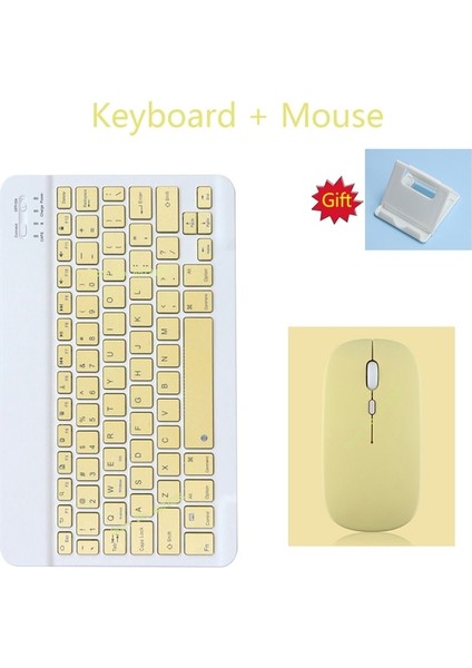 Sarı C Kablosuz Klavye ipad Tablet Için Huawei Lenovo Bluetooth Uyumlu Klavye ve Kablosuz Fare Samsung Xiaomi Android Için (Yurt Dışından)