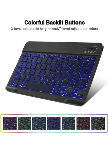 10 Inç Ingilizce Set Bluetooth Klavye ve Fare Seti Rusça Kablosuz Klavye Ispanyolca Şarj Edilebilir Klavyeler ipad Telefon Dizüstü Tablet (Yurt Dışından)