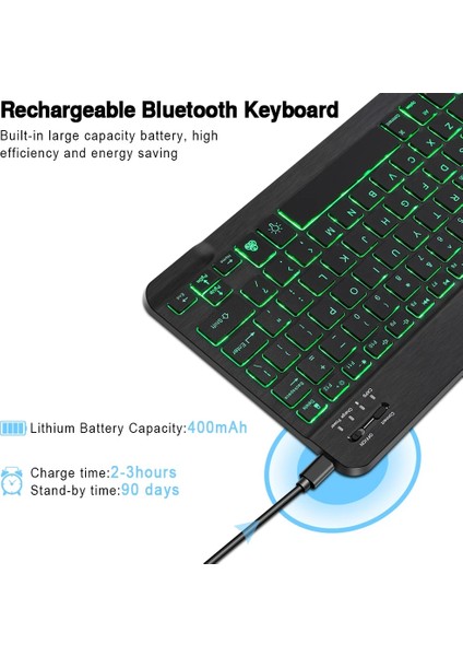 10 Inç Ingilizce Set Bluetooth Klavye ve Fare Seti Rusça Kablosuz Klavye Ispanyolca Şarj Edilebilir Klavyeler ipad Telefon Dizüstü Tablet (Yurt Dışından)