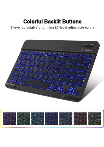 10 Inç Ingilizce Set Bluetooth Klavye ve Fare Seti Rusça Kablosuz Klavye Ispanyolca Şarj Edilebilir Klavyeler ipad Telefon Dizüstü Tablet (Yurt Dışından)