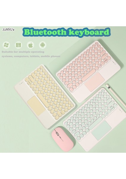 Pembe Kablosuz Bluetooth Klavye Dokunmatik Yüzeyli iPad Keybaord Için Samsung Galaxy Xiaomi Huawei iPad 5 6 9.7 10.2 10.5 7 8th Air 4 (Yurt Dışından) fiyatları