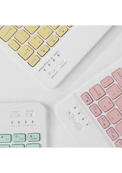 Beyaz Mor Ryra Tablet Kablosuz Klavye Ipad Bluetooth Uyumlu Renkli Klavye ve Fare IPad Samsung Xiaomi Huawei Için (Yurt Dışından)