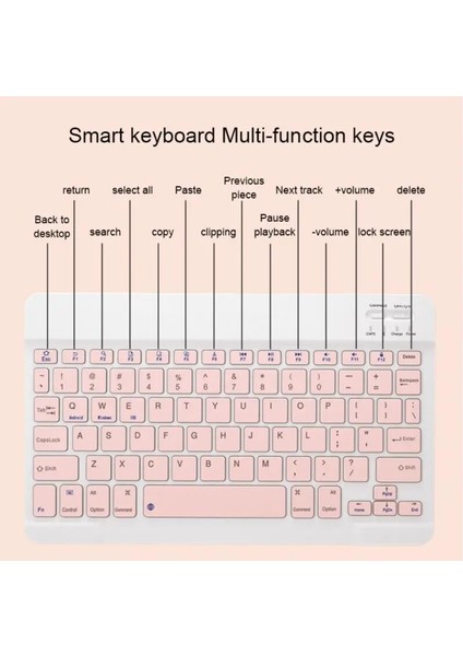 Beyaz Mor Ryra Tablet Kablosuz Klavye Ipad Bluetooth Uyumlu Renkli Klavye ve Fare IPad Samsung Xiaomi Huawei Için (Yurt Dışından)