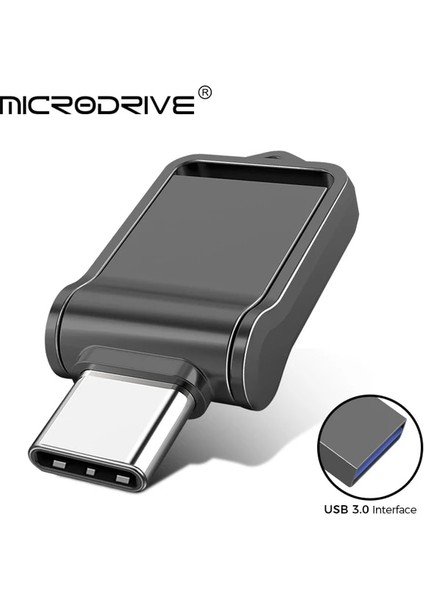 Siyah 64 GB Mini C Tipi Flash Sürücüler 128 GB 2'si 1 Arada Su Geçirmez Bellek Çubuğu 64 GB Flip Usb2.0 Çubuk 32 GB Pendrive 16 GB Harici Depolama (Yurt Dışından)