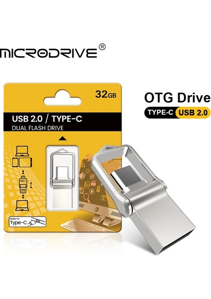 Siyah 64 GB Mini C Tipi Flash Sürücüler 128 GB 2'si 1 Arada Su Geçirmez Bellek Çubuğu 64 GB Flip Usb2.0 Çubuk 32 GB Pendrive 16 GB Harici Depolama (Yurt Dışından)