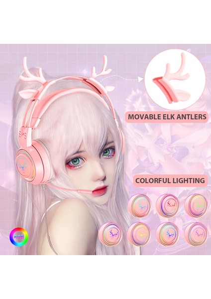 Pembe Rgb Sevimli Kulaklık Gamer Mikrofon ile Kız Oyun Kulaklığı Pc Için Ps4/5 Xbox Dizüstü Gürültü Iptal Kablolu Kulaklık Hediye (Yurt Dışından) modelleri