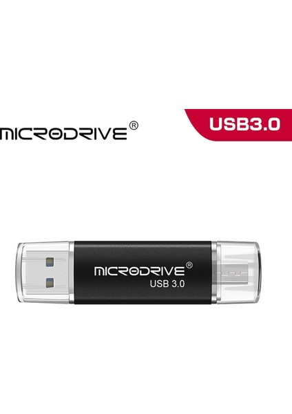 Siyah 64 GB 3 In 1 Otg USB 3.0 Kalem Sürücü USB Flash Sürücü 16 GB 32 GB 64 GB Flash Sürücü 128 GB Android Mobil Için Ücretsiz C Tipi Adaptör (Yurt Dışından)