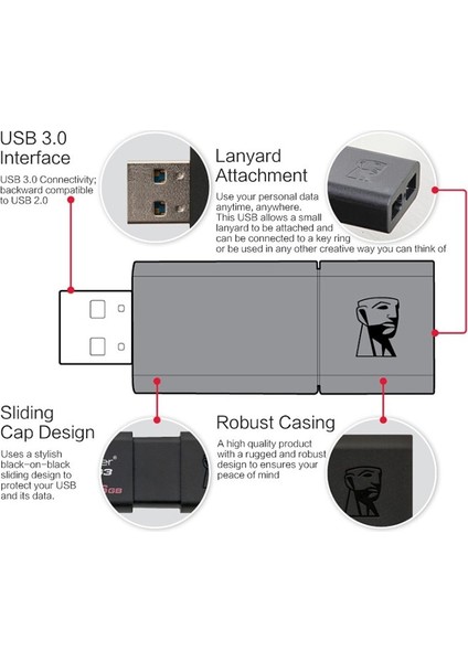 Dtxm 64GB Kingston USB Flash Sürücüler 8gb 16GB 32GB 64GB 128GB USB 3.0 Kalem Sürücü Yüksek Hızlı Pendrives DT100G3 (Yurt Dışından)