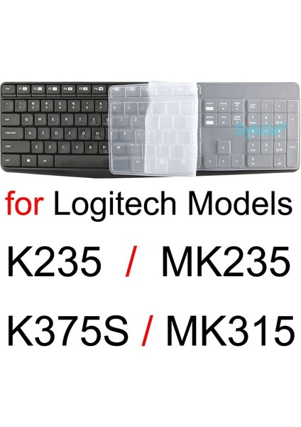 Logitech MK235 K235 MK315 K375S 2019 2020 Kablosuz Siyah Şeffaf Şeffaf Silikon Tpu Kılıf Koruyucu Için Temizle Klavye Kapak (Yurt Dışından)