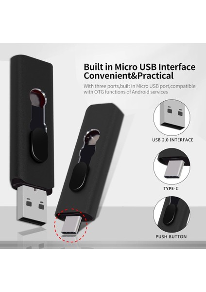 Yeşil 64 GB USB 2.0 Flash Sürücüler 128 GB Tip C USB Bellek Bellek Sürücüsü Fotoğraf Çubuğu Depolama ve Yedekleme Için Android/bilgisayarla Uyumlu (Yurt Dışından)