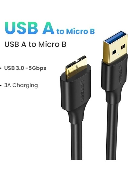 Pvc USB A 0.5 M Ugreen USB C - Mikro B 3.0 Kablo 5 Gbps 3A Hızlı Veri Senkronizasyon Kablosu Macbook Sabit Disk Disk HDD SSD Durumda USB Tip C Mikro B Kablo (Yurt Dışından)