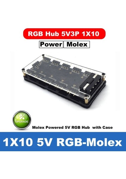 1X10 5V Rgb-Molex 12V 4P-100CM 12V 4pin Rgb Aura 5V 3 Pin Argb Rgbw Kablo Ayırıcı Hub Kasa W/ Bant Uzatma Kablosu Adaptörü LED Şerit Işık Pc Rgb Fan Soğutucu (Yurt Dışından)