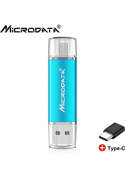 Açık Mavi 128 GB 3'ü 1 Arada Tip-C USB 2.0 Otg Kalem Sürücü Yüksek Hızlı USB Flash Sürücü 16 GB 32 GB 64 GB 128 GB Android Telefon Için Memory Stick Kalem (Yurt Dışından)