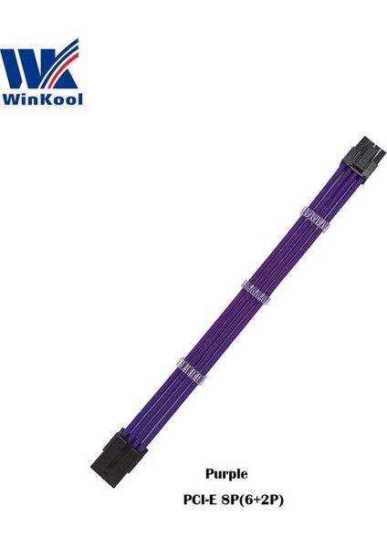 Mor 1000MM Winkool Pcı-E 8pın 18AWG Saf Renk Erkek - Dişi Kol Uzatma Güç Kablosu Dahili Kablo Taraklar Çok Renk Seçenekleri (Yurt Dışından)