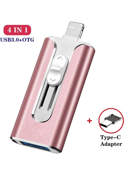 Gümüş Gönderme Tip C 128GB 4 In 1 Metal USB Flashdrive 128GB Otg Sürücü 32GB 64GB iPhone 11 Pro/xr/xs Için USB 3.0 Flash Disk Max USB Bellek Çubuğu 256GB 512G (Yurt Dışından)