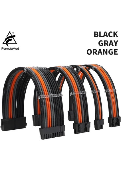 Bk-Gy-Og Kit D Formulamod Nck3 Serisi Psu Uzatma Kablosu Kiti, Düz Renk Kablo Karışımı Combo 300MM ATX24PIN PCI-E8PIN CPU8PIN Taraklı (Yurt Dışından)