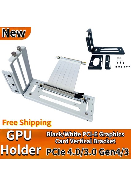 Yalnızca Siyah Braket 10CM Yeni Yükseltici Beyazsiyah Pcı-E X16 Atx Grafik Kartı Dikey Braket Gpu Tutucu+Gen4 Pcıe 4.0/3.0 16X Yükseltici Uzatma Kablosu 10~50CM (Yurt Dışından) fiyatları