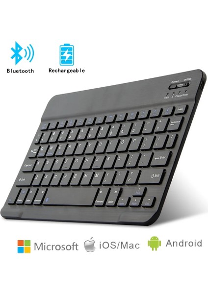 200MM x 125MM Mini Kablosuz Bluetooth Klavye Klavye Ipad Cep Tablet Telefon Sessiz Düğmesi Şarj Edilebilir Klavye Android Ios Windows Için (Yurt Dışından)