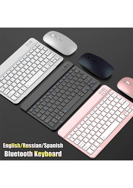 10 Ispanyolca Set Bk Rusça Kablosuz Bluetooth Klavye Tablet ipad Mini Klavye ve Fare Için Portekizce/ispanyolca Klavye Kiti ipad Pro Air 4 (Yurt Dışından)