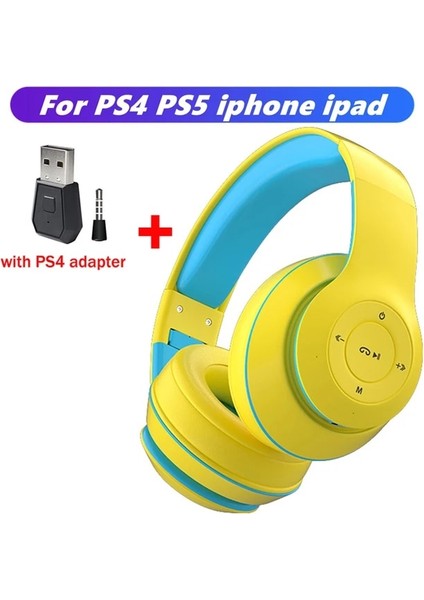 Sarı P4 Kablosuz Kulaklıklar Bluetooth Kulaklıklar Katlanabilir Bas Stereo Kulaklık Mp3 Çalar Desteği Tf Cep Telefonu Dizüstü Tv Ps4 Ps5 (Yurt Dışından)