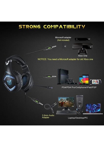 Siyah Mavi Onıkuma K1 Kamuflaj Auriculares Oyun Kulaklıkları Kablolu Fon De Ouvid Mikrofonlu Kulaklıklar Cep Telefonu Ps4 Dizüstü Pc (Yurt Dışından)