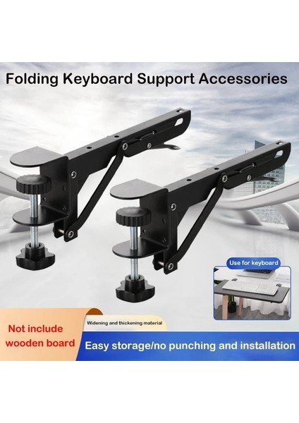 Büyük Klip (1-9 Cm) 2 Adet Dışarı Çekin Güçlü Rulman Kolay Kurulum Yüksekliği Ayarlanabilir Katlanabilir Braket Masanın Altında Soğuk Haddelenmiş Çelik Klavye Tepsisi Kelepçesi (Yurt Dışından) fiyatları