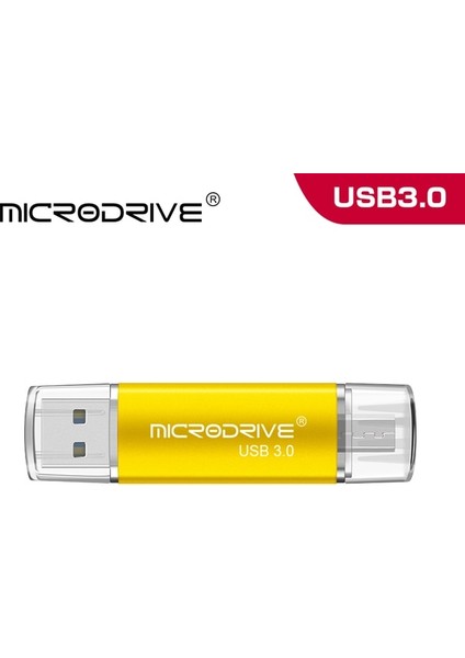 Altın 64 GB 3 In 1 Otg USB 3.0 Kalem Sürücü USB Flash Sürücü 16 GB 32 GB 64 GB Flash Sürücü 128 GB Android Mobil Için Ücretsiz C Tipi Adaptör (Yurt Dışından)