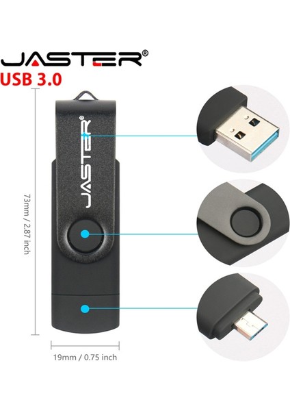 Siyah 16 GB Jaster USB 3.0 Otg Metal USB Flash Sürücü Pendrive 16 GB 32 GB 64 GB 128 GB Anahtar USB Sopa Kalem Sürücü Flaş (Yurt Dışından) modelleri