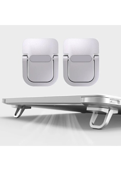 Gümüş 2 Adet Laptop Standı Bilgisayar Klavye Tutucu Mini Taşınabilir Bacaklar Dizüstü Bilgisayar Standları Macbook Huawei Xiaomi Dizüstü Için Alüminyum Destek (Yurt Dışından)