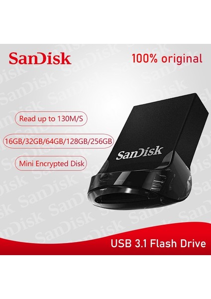 32 GB Sandisk Orijinal USB 3.1 Flash Sürücü Ultra Süper Mini Kalem Sürücü 16 GB 32 GB 64 GB 128 GB 256 GB Memory Stick 130 Mb/s'ye Kadar Pendrive (Yurt Dışından)