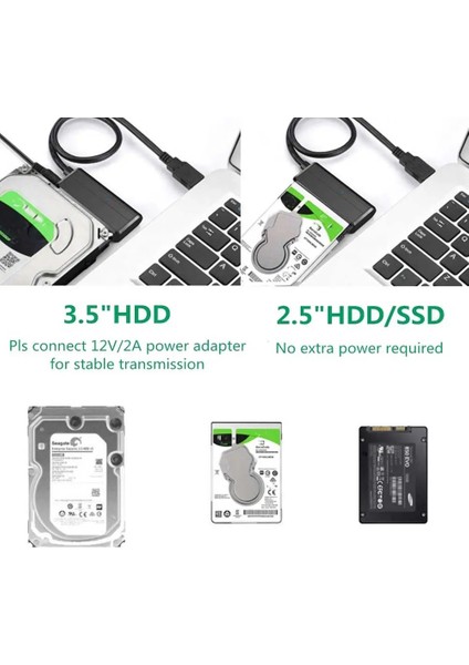 Ab Tak ile 45 cm USB Sata 3 Kablo Sata USB 3.0 Adaptörüne 5 Gbps Desteği 2.5/3.5ın Harici SSD HDD Adaptörü Sabit Sürücü 3.5 Sata 3 Usb'ye Adapt Pc (Yurt Dışından)