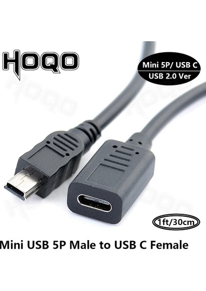 Mini M2CF-1FT-COILED USB C - Mini USB 2.0 Adaptör Tip C Dişi - Mini USB Erkek Gopro Mp3 Çalarlar Için Konektörü Dönüştürme Araç Kamerası Dijital Kamera Gps (Yurt Dışından)