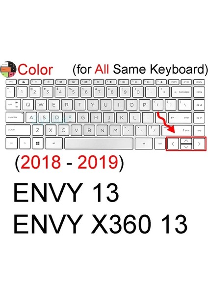 Renkli 2018-2019 Klavye Kapağı Hp Envy 13 X360 14 14T 13T 13Z Dokunmatik 13-Ah 13-Aq 13-Ag Koruyucu Kılıf Silikon Dizüstü Dizüstü 13.3 Inç (Yurt Dışından)