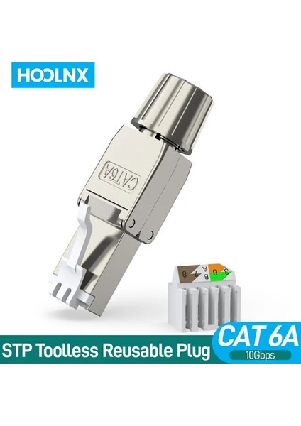 CAT6A Stp 10 Adet Hoolnx RJ45 Konektörü Aletsiz Ücretsiz Araç Cat8 Cat7 CAT6A Cat6 Yeniden Kullanılabilir Sonlandırma Fişleri Korumalı Ethernet Alan Modüler Fiş (Yurt Dışından)
