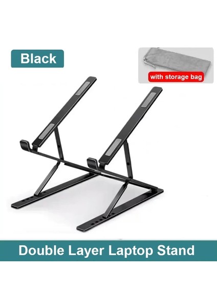 Siyah Taşınabilir Laptop Standı Alüminyum Katlanabilir Macbook Pro Hava Desteği Braketi Ayarlanabilir Dizüstü Tutucu Tablet Tabanı Pc Bilgisayar (Yurt Dışından)