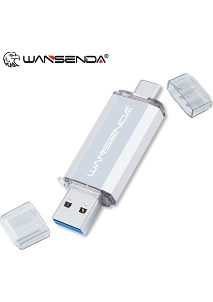 Gümüş 64GB Hotsale Wansenda Otg USB Flash Sürücü Tip C Kalem Sürücü 512GB 256GB 128GB 64GB 32GB 16GB USB Stick 3.0 Pendrive Tip-C Cihaz Için (Yurt Dışından)