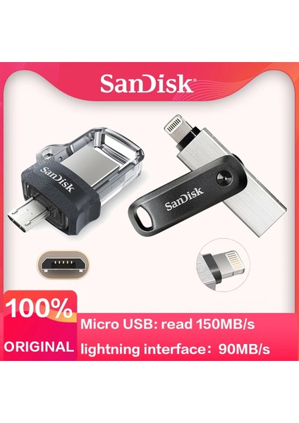 Sddd3 32 GB Sandisk Ixpand Flash Sürücü Sddd3 Mikro USB SDIX60N Pendrive Usb3.0 Disk Yıldırım Kalem Sürücü Android iPhone iPad Için USB Sopa (Yurt Dışından)