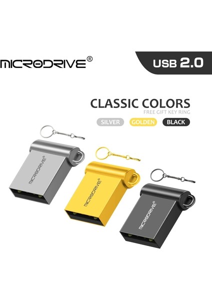 Gümüş 128GB Yeni Süper Mini Metal USB Flash Sürücü 16/32 GB Minik Pendrive Memory Stick 64GB 128GB Depolama Cihazı Su Geçirmez U Disk (Yurt Dışından)